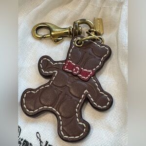 Coach Embossed 🐻 Brown Leather Bear Keychain